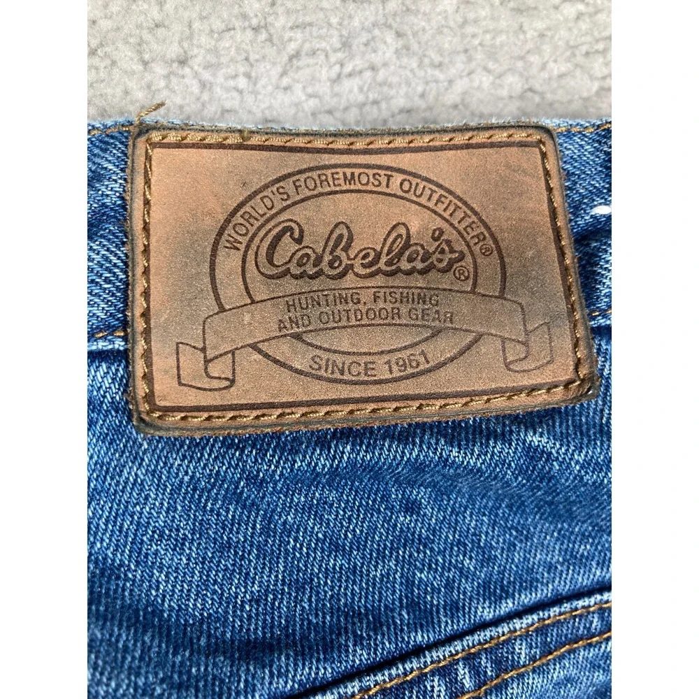 Cabellas Casuals Jeans Womens 14 Tall Blue Flannel Lined‎ Outdoors Nature Stains